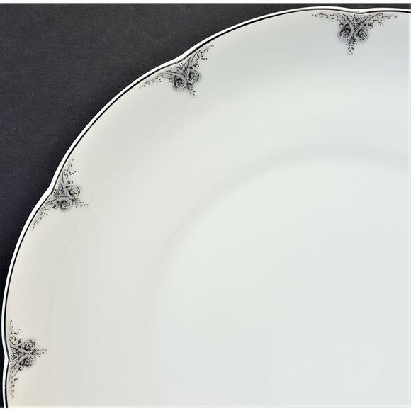 Set/3 Block China Chambord Limoges 10-3/8" Dinner Plates Gray/Black on White - Picture 2 of 5